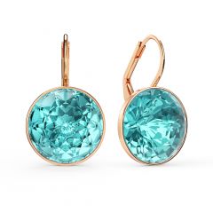 Bella Earrings 10 Carat Drop Earrings Light Turquoise Crystals Rose Gold Plated
