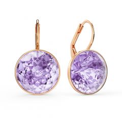 Bella Earrings With 10 Carat Violet Crystals Rose Gold Plated