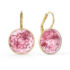 Bella Earrings With 10 Carat Light Rose Crystals Gold Plated