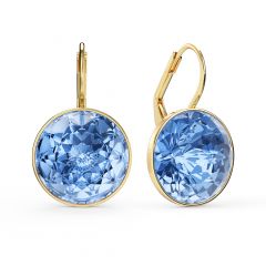 Bella Earrings With 10 Carat Light Sapphire Crystals Gold Plated
