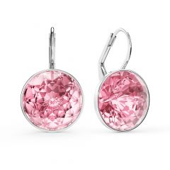 Bella Earrings With 10 Carat Light Rose Crystals Silver Plated