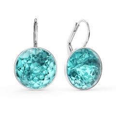 Bella Earrings 10 Carat Drop Earrings Light Turquoise Crystals Rhodium Plated