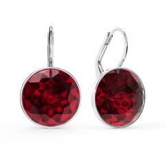 Bella Earrings With 10 Carat Ruby Crystals Silver Plated