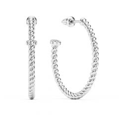 Rope Coil 26Mm Mix Hoop Earrings Rhodium Plated