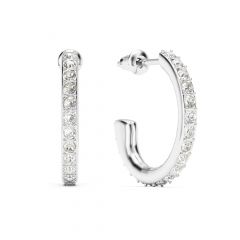 Eternity 18Mm Mix Hoop Earrings Clear Crystals Rhodium Plated