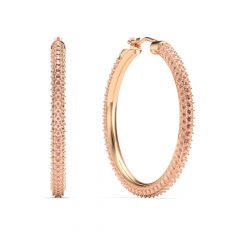Pave Statement Hoop Earrings Vintage Rose Crystals Rose Gold Plated