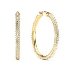 Pave Statement Hoop Earrings Clear Crystals Gold Plated