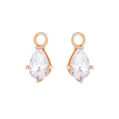 Teardrop Cubic Zirconia Mix Hoop Earring Charms Rose Gold Plated