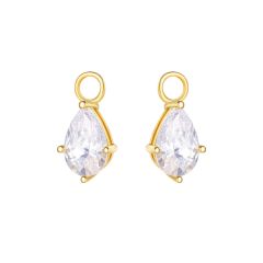 Teardrop Cubic Zirconia Mix Hoop Earring Charms Gold Plated
