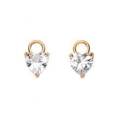 Heart Cubic Zirconia Mix Hoop Earring Charms Rose Gold Plated
