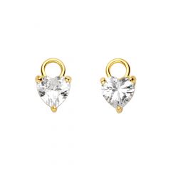 Heart Cubic Zirconia Mix Hoop Earring Charms Gold Plated