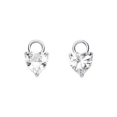Heart Cubic Zirconia Mix Hoop Earring Charms Rhodium Plated