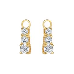 Attract Trilogy Cubic Zirconia Mix Hoop Earring Charms Gold Plated