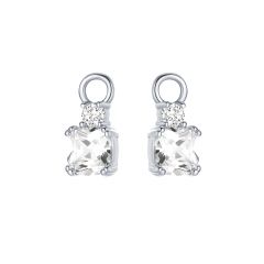Ascent Cubic Zirconia Mix Hoop Earring Charms Rhodium Plated