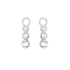 Attract Trilogy Mix Hoop Earring Charms with Swarovki Crystals Rhodium Plated