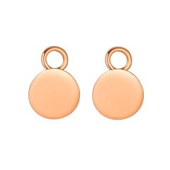 Minimal Circle Plate Mix Hoop Earring Charms Rose Gold Plated