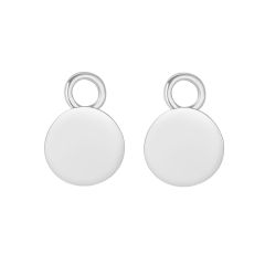 Minimal Circle Plate Mix Hoop Earring Charms Rhodium Plated