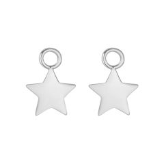 Minimal Star Plate Mix Hoop Earring Charms Rhodium Plated