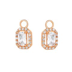 Elegance Baguette CZ Mix Hoop Earring Charms Rose Gold Plated
