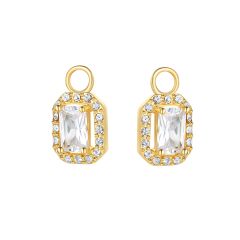 Elegance Baguette CZ Mix Hoop Earring Charms Gold Plated