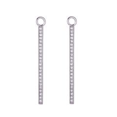 Vi Drop Bar Mix Hoop Earring Charms made with Swarovski Crystals Rhodium Plated