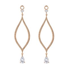 Open Lotus Drop Mix Hoop Earring Charms with CZ Rose Gold Plated