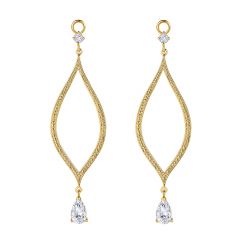 Open Lotus Drop Mix Hoop Earring Charms with CZ Gold Plated