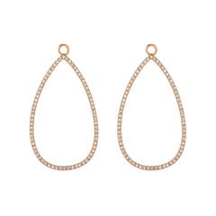 Open Pear Mix Hoop Earring Charms with Swarovski Crystals Rose Gold Plated