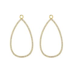 Open Pear Mix Hoop Earring Charms with Swarovski Crystals Gold Plated