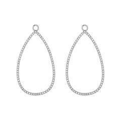 Open Pear Mix Hoop Earring Charms with Swarovski Crystals Rhodium Plated