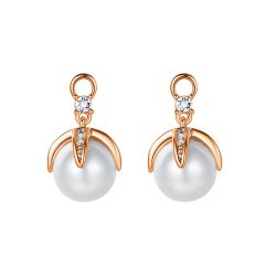 Regal Drop White Pearl Mix Hoop Earring Charms Rose Gold Plated