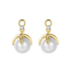 Regal Drop White Pearl Mix Hoop Earring Charms Gold Plated