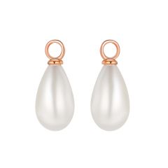 Teardrop Pearl Mix Hoop Earring Charms Rose Gold Plated