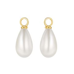 Teardrop Pearl Mix Hoop Earring Charms Gold Plated