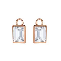 Radiant Mix Hoop Earring Charms with Clear Swarovski Crystals Rose Gold Plated