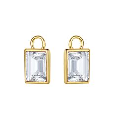 Radiant Mix Hoop Earring Charms with Clear Swarovski Crystals Gold Plated