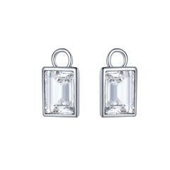 Radiant Mix Hoop Earring Charms with Clear Swarovski Crystals Rhodium Plated