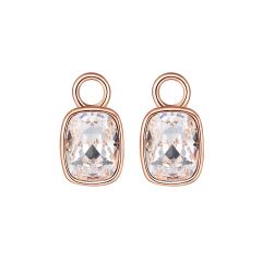 Cushion Mix Hoop Earring Charms With Clear Swarovski Crystals Rose Gold Plated