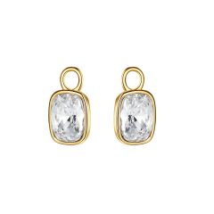 Cushion Mix Hoop Earring Charms With Clear Swarovski Crystals Gold Plated