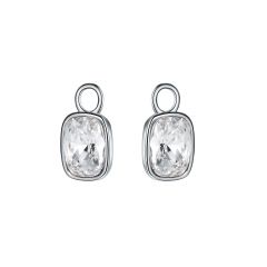 Cushion Mix Hoop Earring Charms with Clear Swarovski Crystals Rhodium Plated