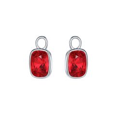 Cushion Mix Hoop Earring Charms with Light Siam Swarovski Crystals Rhodium Plated