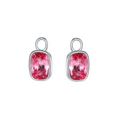 Cushion Mix Hoop Earring Charms with Rose Swarovski Crystals Rhodium Plated