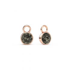 Bella Mix Hoop Earring Charms with 1 Carat Black Diamond Swarovski Crystals Rose Gold Plated