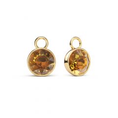 Bella Mix Hoop Earring Charms with 2 Carat Light Amber Crystals Gold Plated
