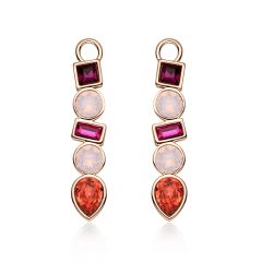 Luminous Hoop Earring Charms with Amethyst Harmonic Swarovski Crystals Rose Gold Plated