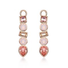 Luminous Hoop Earring Charms with Rose Harmonic Swarovski Crystals Rose Gold Plated