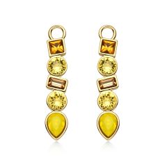 Luminous Hoop Earring Charms with Topaz Harmonic Swarovski Crystals Gold Plated