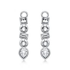 Luminous Hoop Earring Charms with Clear Swarovski Crystals Rhodium Plated