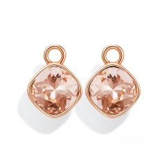 Cushion Mix Charms With Swarovski Light Peach Rose Gold Plated