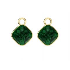 Cushion Mix Charms with Emerald Crystals Gold Plated